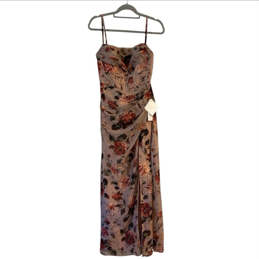 NWT Azazie Atelier Aurra Mauve Multi Maxi Dress Size US 6 Floral Cottagecore - Picture 5 of 11